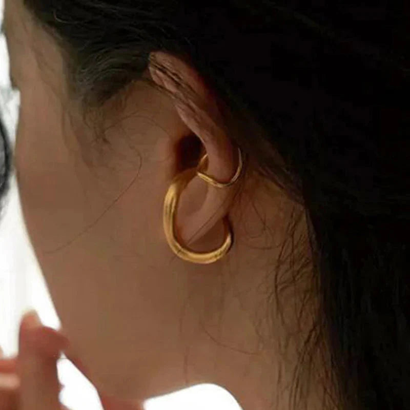 Punk Irregular Geometric Ear Cuff Earrings for Women Non-Piercing Metal Ear Clip Earring Fake Cartilage Fashion Jewelry Party-12