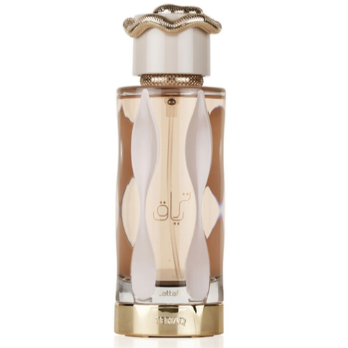 Teriaq Lattafa 100ml - Perfume Árabe Femenino de Caramelo, Cuero y Pimienta Rosa
